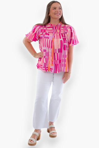 Chic Always Abstract Stripe Print Top-Tops-TCEC-L. Mae Boutique & Wild Mabel Clothing