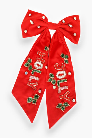 Christmas Jolly Jeweled Bow Hair Clip-Accessories-Trend Lab-L. Mae Boutique & Wild Mabel Clothing