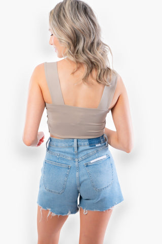 Clare Taupe Thick Strap Seamless Crop Top-RD Style-L. Mae Boutique