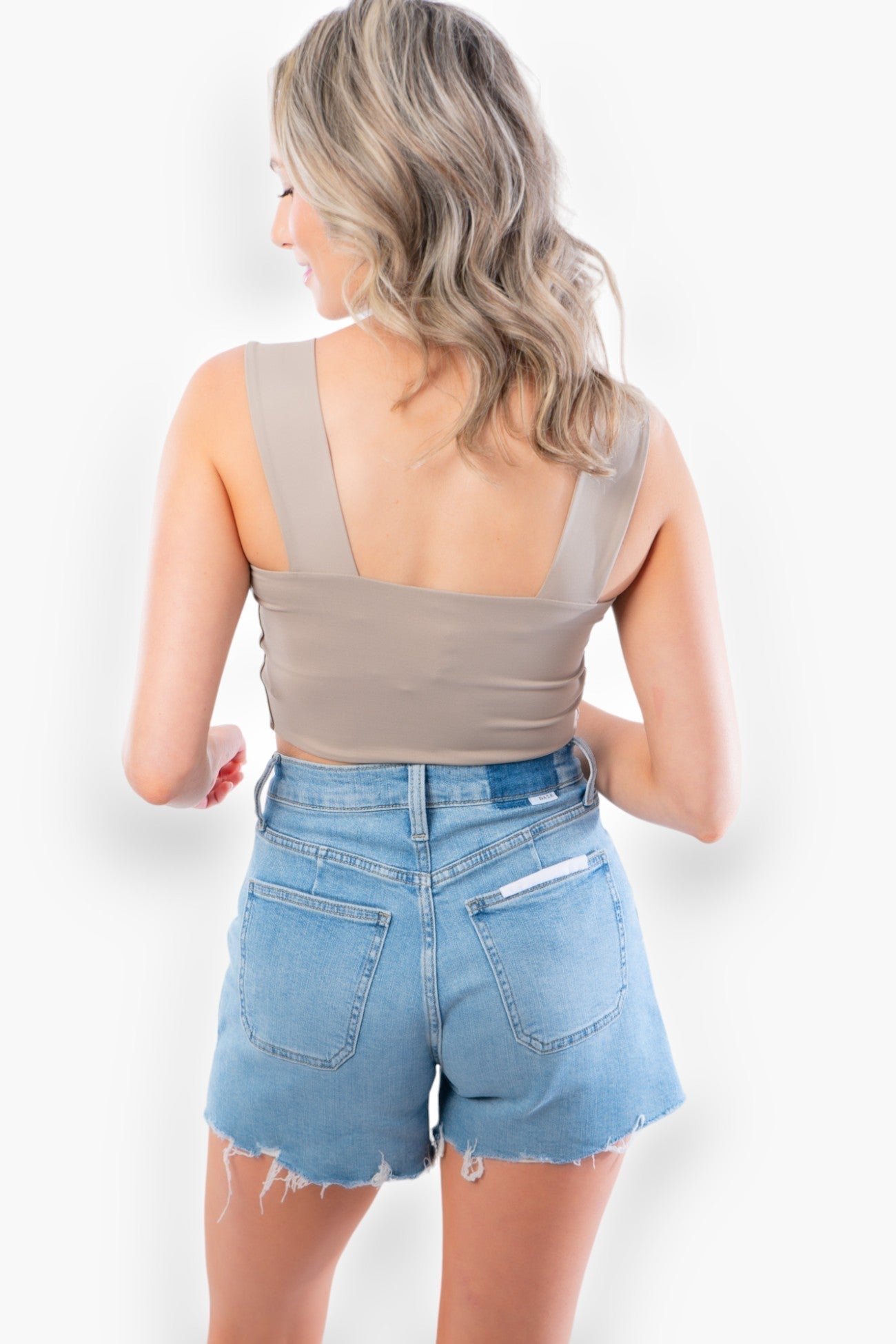 Clare Taupe Thick Strap Seamless Crop Top-Tops-RD Style-L. Mae Boutique &amp; Wild Mabel Clothing