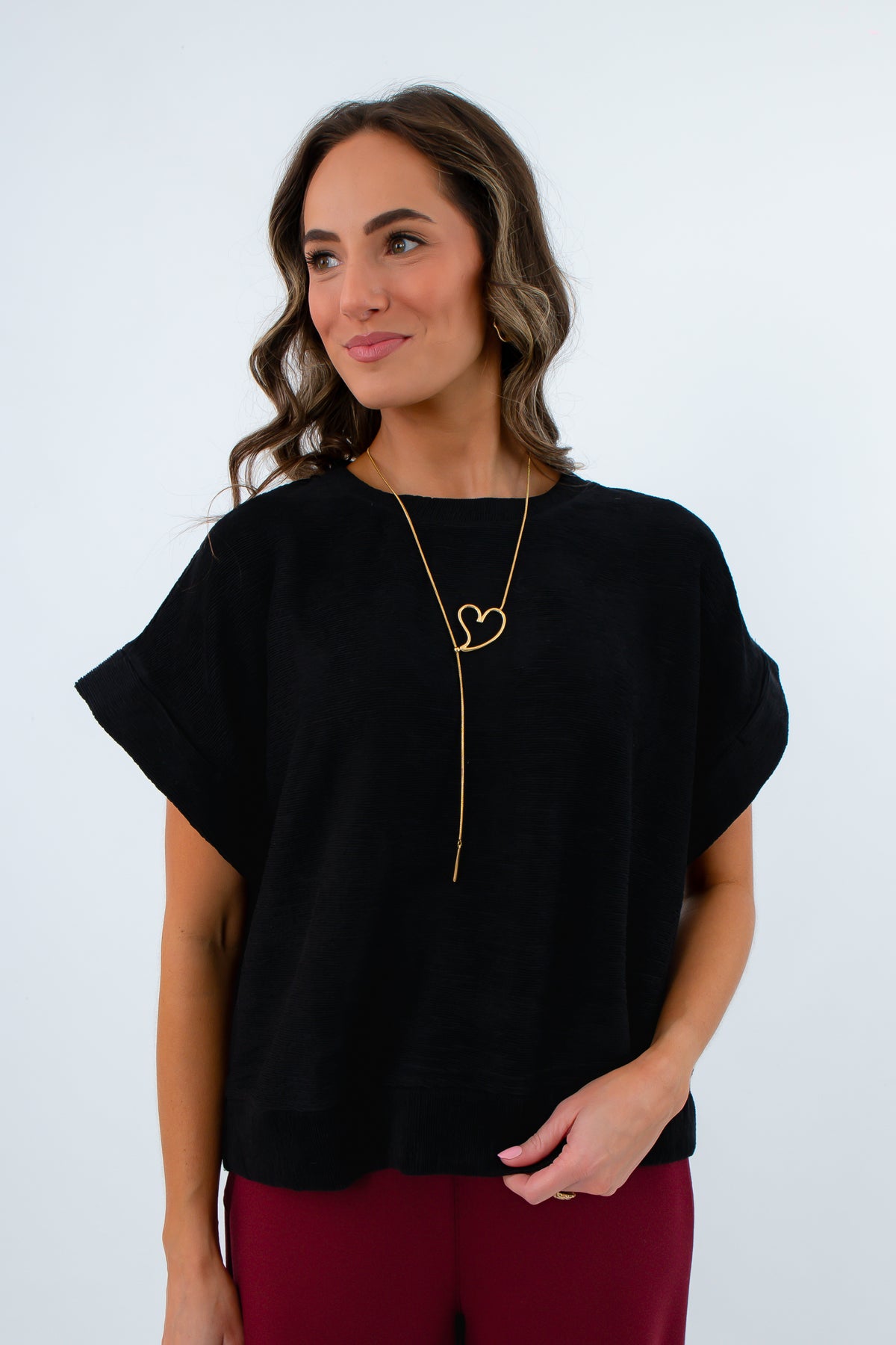 Classic Black Brushed Knit Top