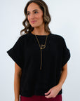 Classic Black Brushed Knit Top