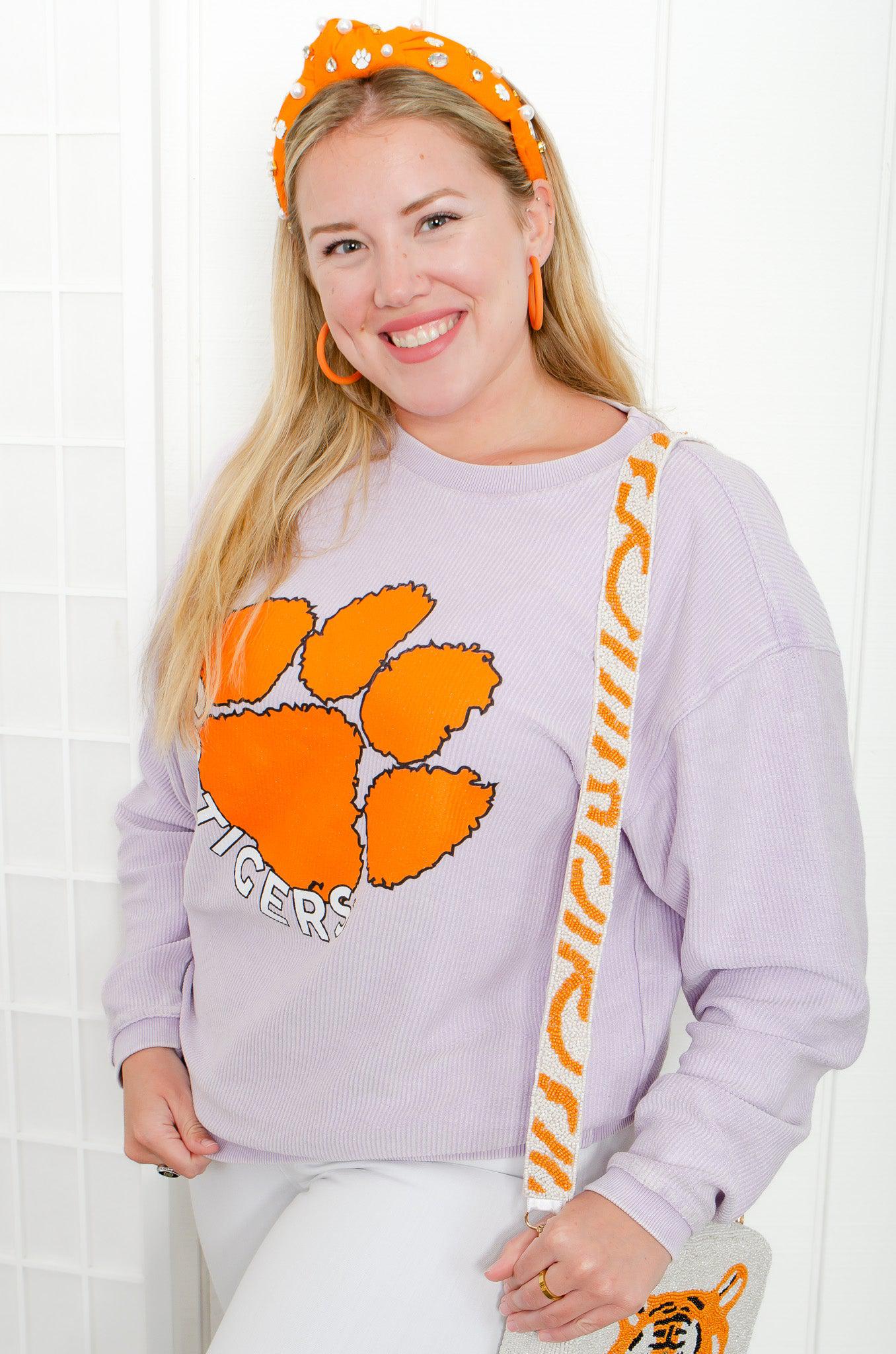 Clemson Tigers Signature Corded Crewneck Sweatshirt-Tops-Chicka-D-L. Mae Boutique & Wild Mabel Clothing