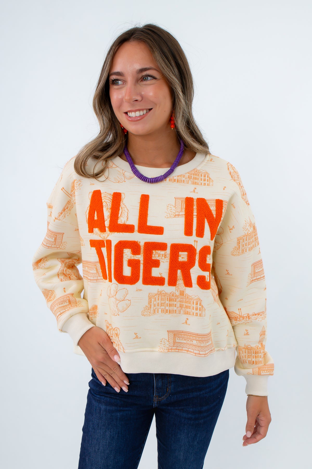 Clemson Toile All In Tigers Pullover Sweatshirt