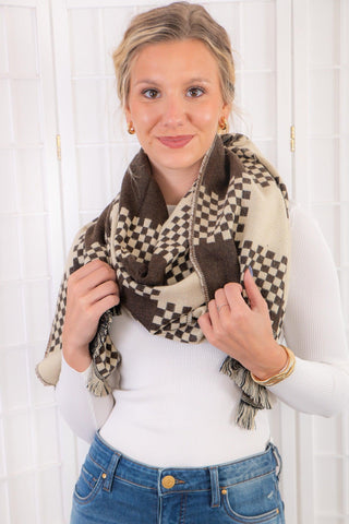 Coffee Checkered Winter Scarf!-Accessories-AC City-L. Mae Boutique & Wild Mabel Clothing