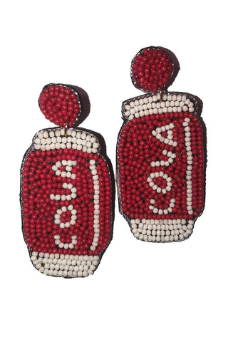 Cola Can Beaded Earrings-Golden Stella-L. Mae Boutique