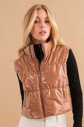 Cozy Up Quilted Puffer Zip Crop Vest-Blue B-L. Mae Boutique