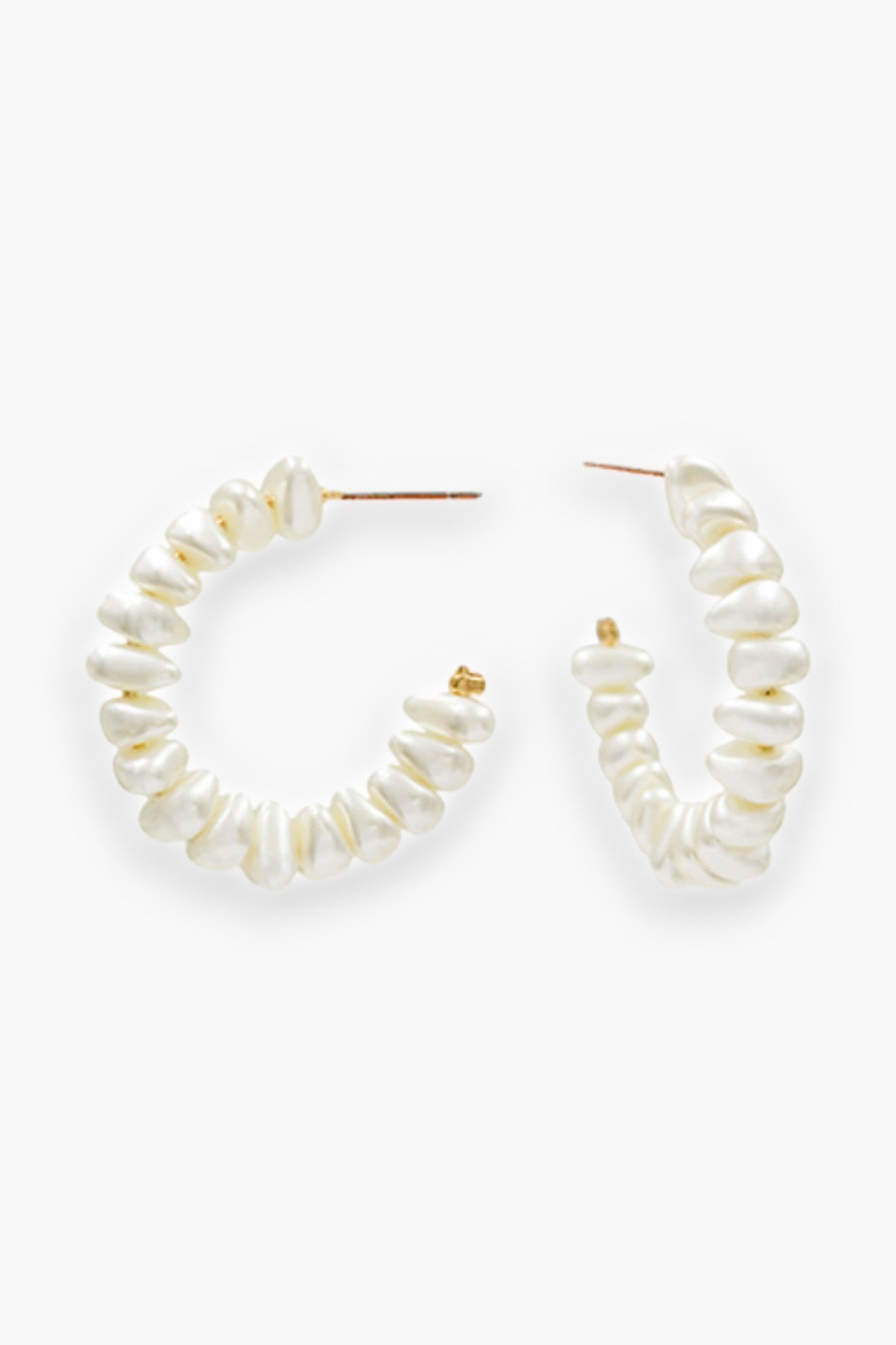 Cream &amp; Gold Pearl Hoop Earrings-Jewelry-Golden Stella-L. Mae Boutique &amp; Wild Mabel Clothing