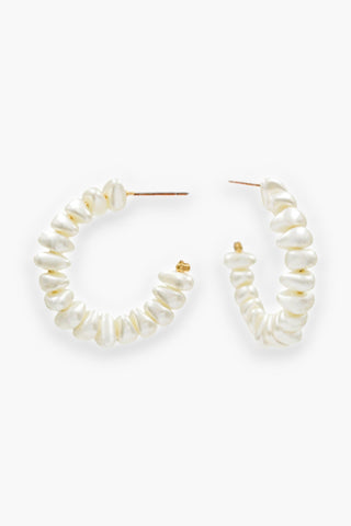 Cream & Gold Pearl Hoop Earrings-Jewelry-Golden Stella-L. Mae Boutique & Wild Mabel Clothing