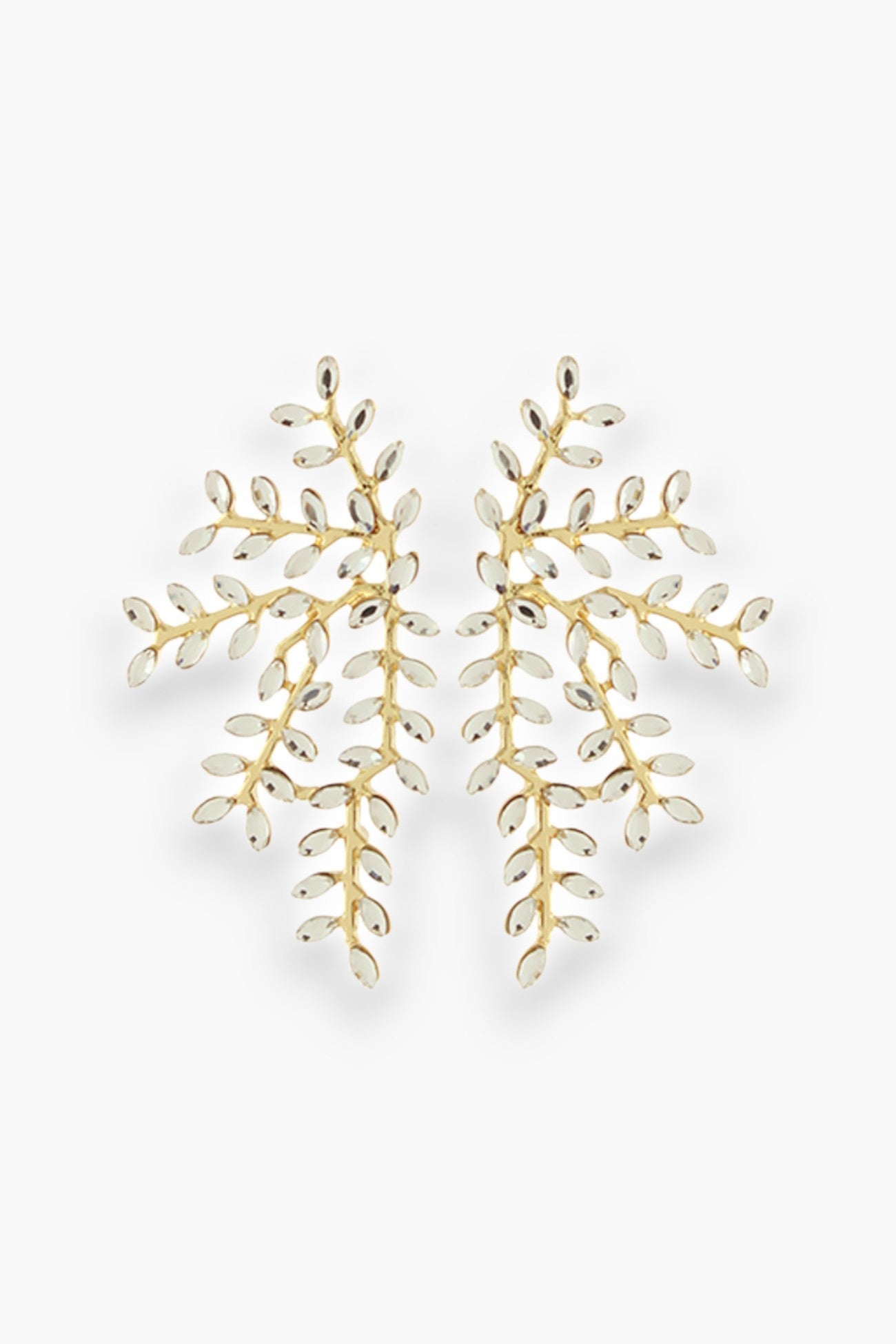 Crystal Leaf Branch Gold Earrings-Jewelry-Golden Stella-L. Mae Boutique & Wild Mabel Clothing