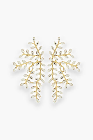 Crystal Leaf Branch Gold Earrings-Jewelry-Golden Stella-L. Mae Boutique & Wild Mabel Clothing