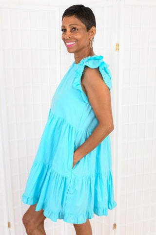 Aqua Babydoll Dress-&Merci-L. Mae Boutique