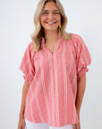 farmer's market stroll red gingham blouse for summer