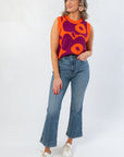 Garden Flower Orange & Magenta Sleeveless Sweater