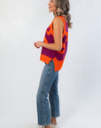 Garden Flower Orange & Magenta Sleeveless Sweater