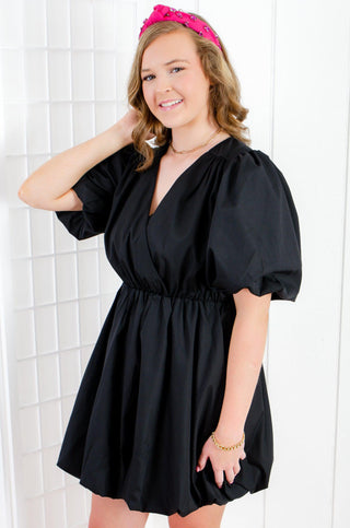 Bailey Black Bubble Hem Dress-Entro-L. Mae Boutique