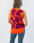 Garden Flower Orange & Magenta Sleeveless Sweater