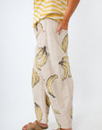 khaki and yellow banana printed jeans