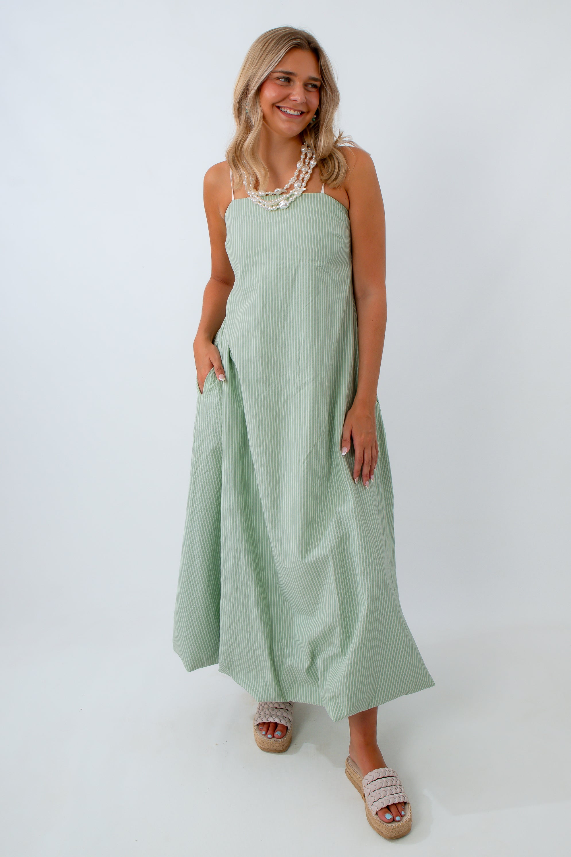 bubble hem maxi dress Violette Style Rotate NZ this dress is a statement piece that will leave a lasting impression. Shoreline Striped Bubble Hem Maxi