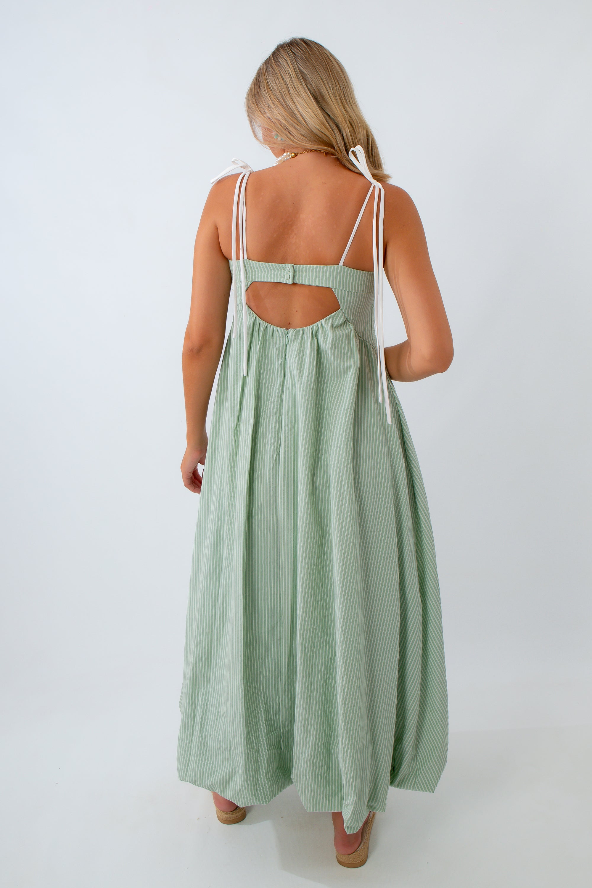Shoreline Striped Bubble Hem Maxi Dress