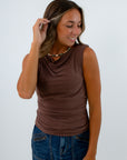 Amelia Drop Ruched Espresso Top