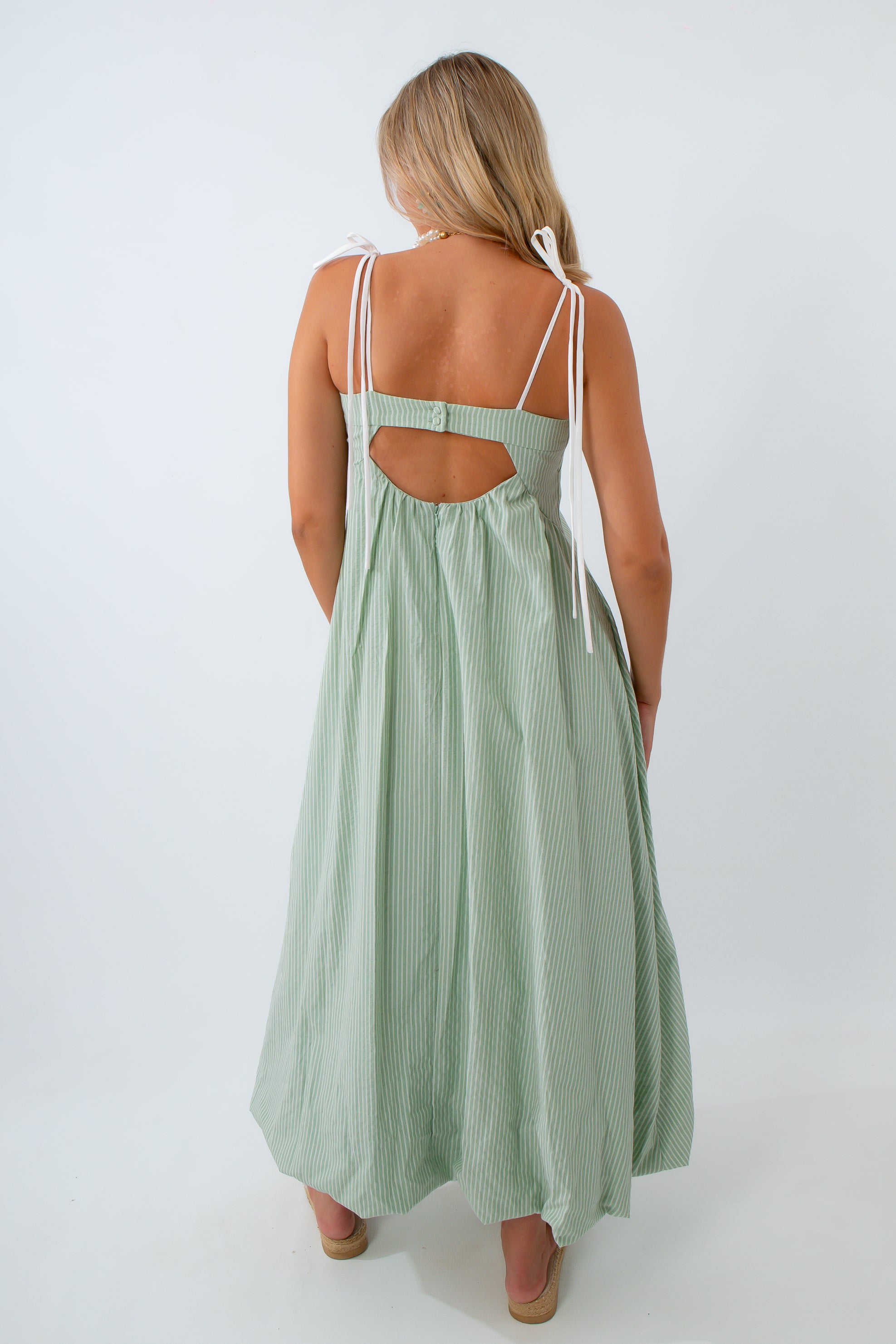 Shoreline Striped Bubble Hem Maxi Dress