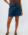 Peyton Dark Denim Zip Pocket Mini Skirt