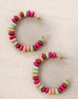 Tropical Punch Wooden Bead Hoop Earrings
