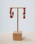 Tropical Punch Wooden Bead Hoop Earrings