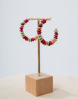 Tropical Punch Wooden Bead Hoop Earrings