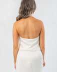 Simply Satin Ivory Cowl Neck Halter Top