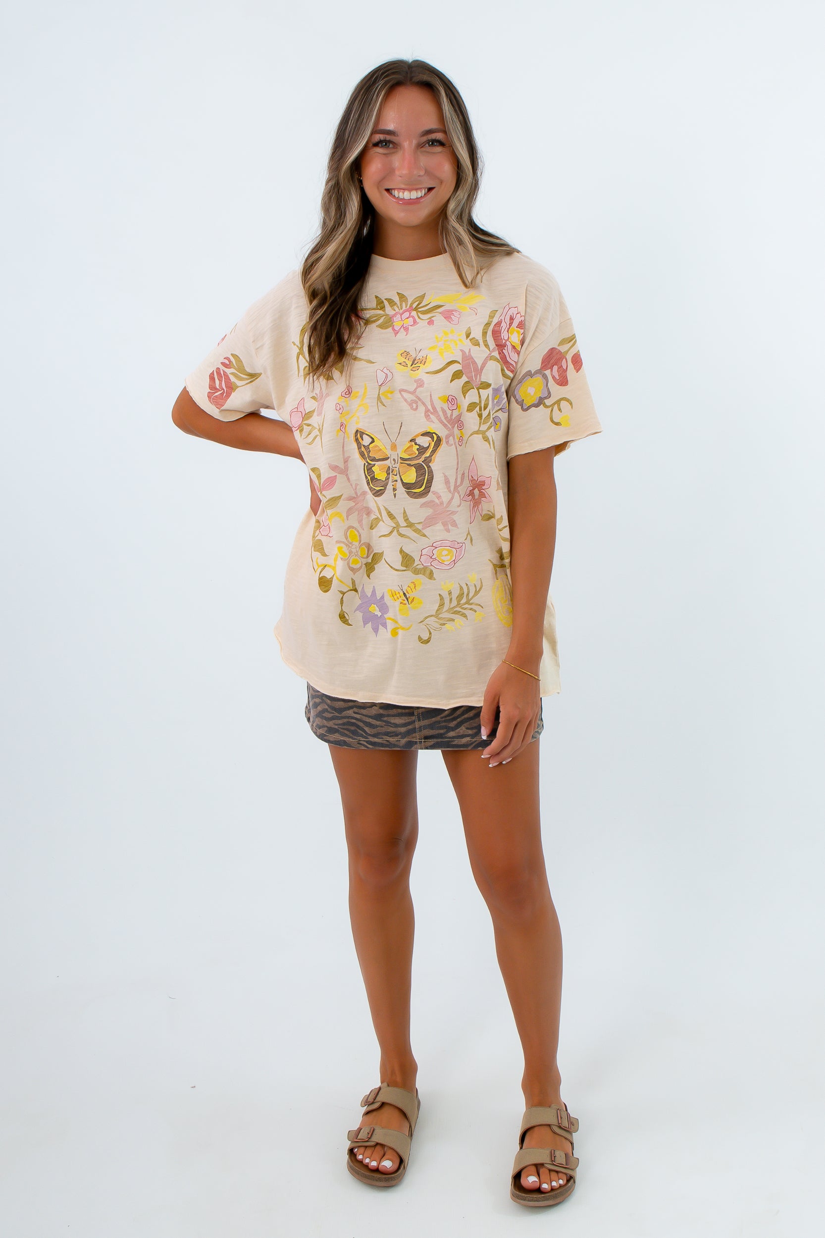 Butterfly Garden Oversized Graphic Tshirt