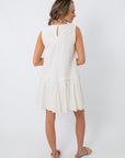 Sunday Brunch White Cotton Scallop Hem Mini Dress