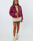 stylish fall outerwear for women, maroon zip up jacket, Free People jacket, fall layering, fall outerwear