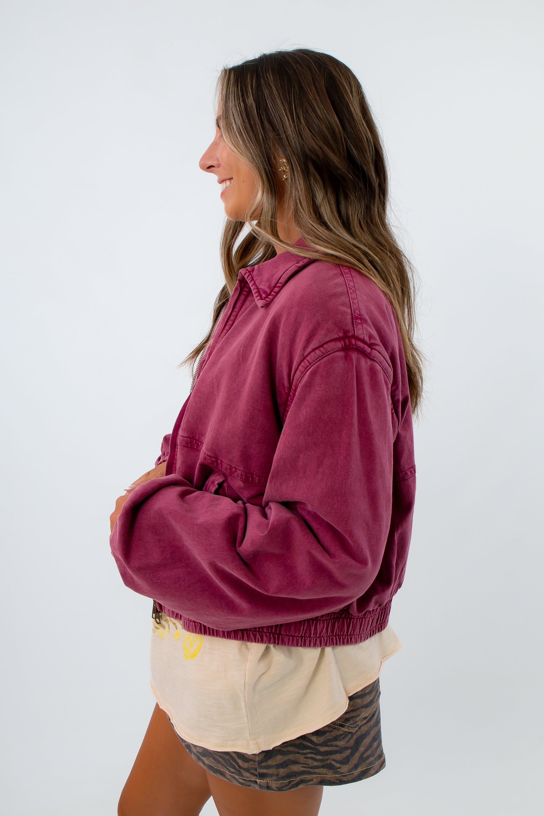 lightweight fall layering jacket, redish purple jacket, Free People jackets, women's fall jacket