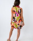 pink and orange and lime green pattern summer dress
