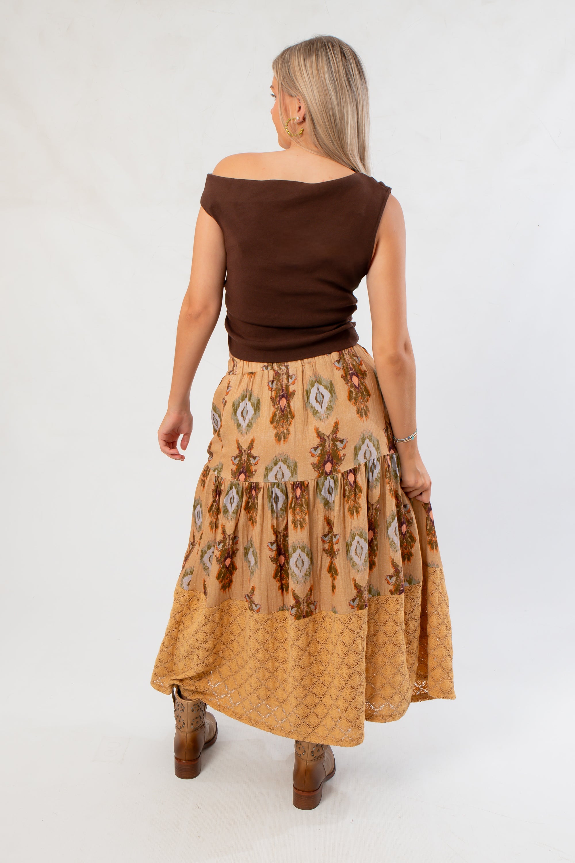 Latte Lace Bottom Tiered Skirt