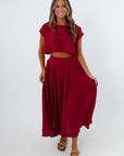 Horseshoe Heat Burgundy Midi Skirt Set