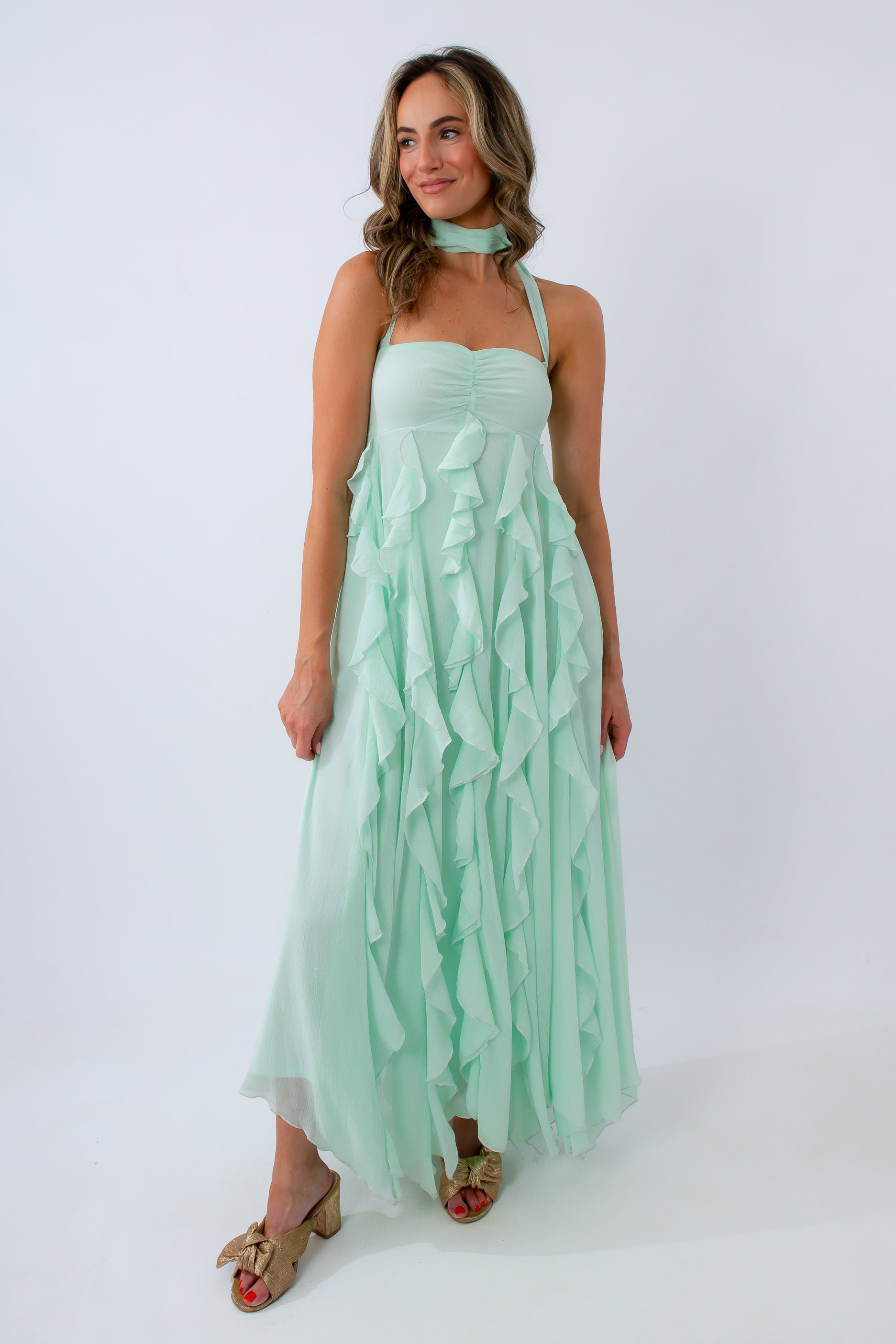 Show Me Your Mumu Jelly Mint Gemma Ruffle Maxi Dress