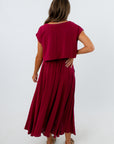 Alabama game day fall matching skirt set, burgundy game day outfits, burgundy matching set, midi skirt and top sets