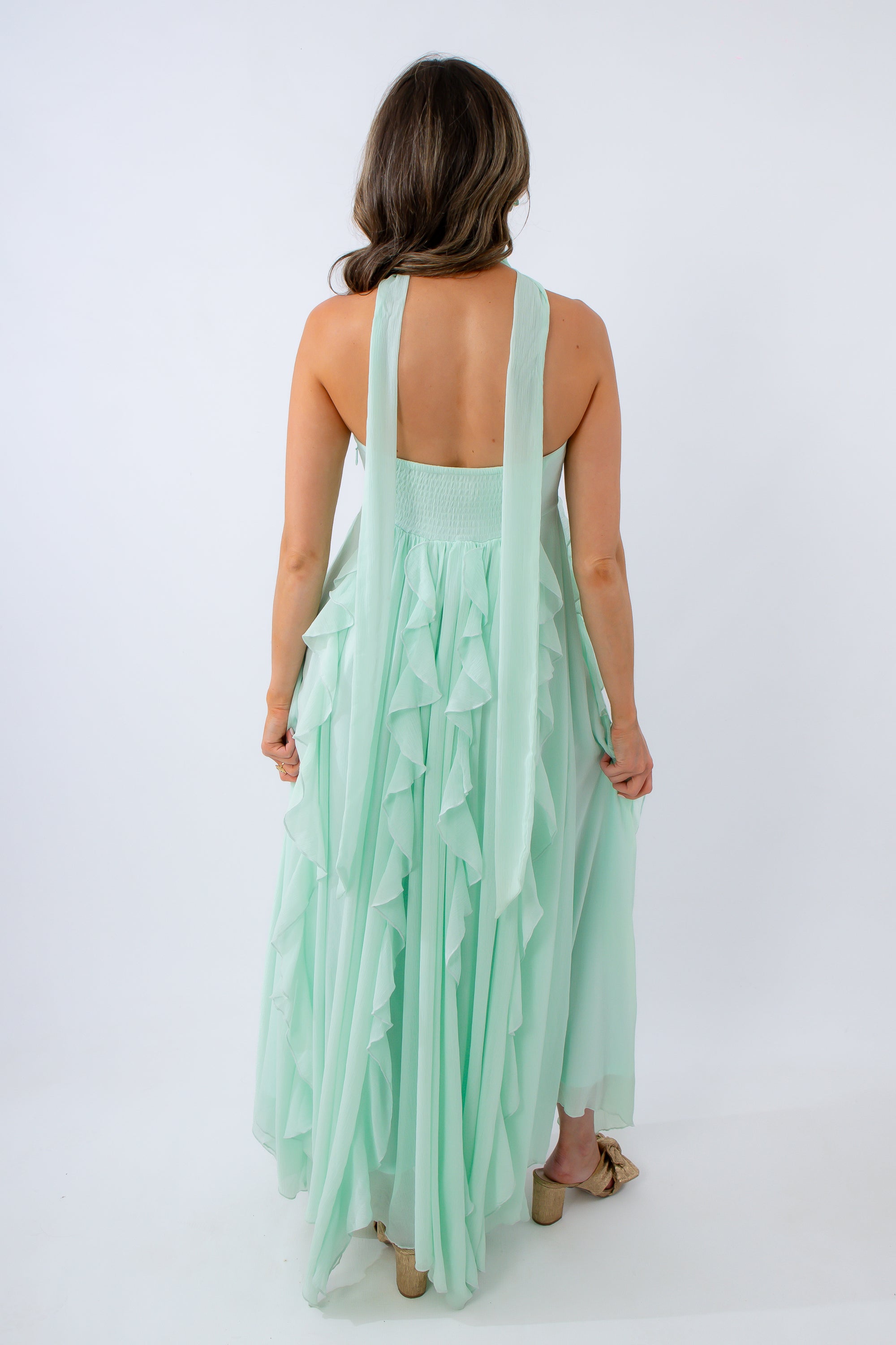 Show Me Your Mumu Jelly Mint Gemma Ruffle Maxi Dress