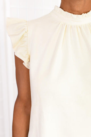 Vibrant Expression Ivory Suede Ruffle Sleeve Top-Voy-L. Mae Boutique