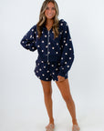 Spot On Navy Polka Dot Zip Up Hoodie Sweatshirt