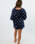 Navy and white polka dot comfy shorts, Navy and white polka dot lounge shorts, Navy and white polka dot set