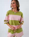 Strawberry Matcha Stripe Boxy Tee