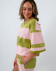 Pink and Green Striped Tee free people dupe