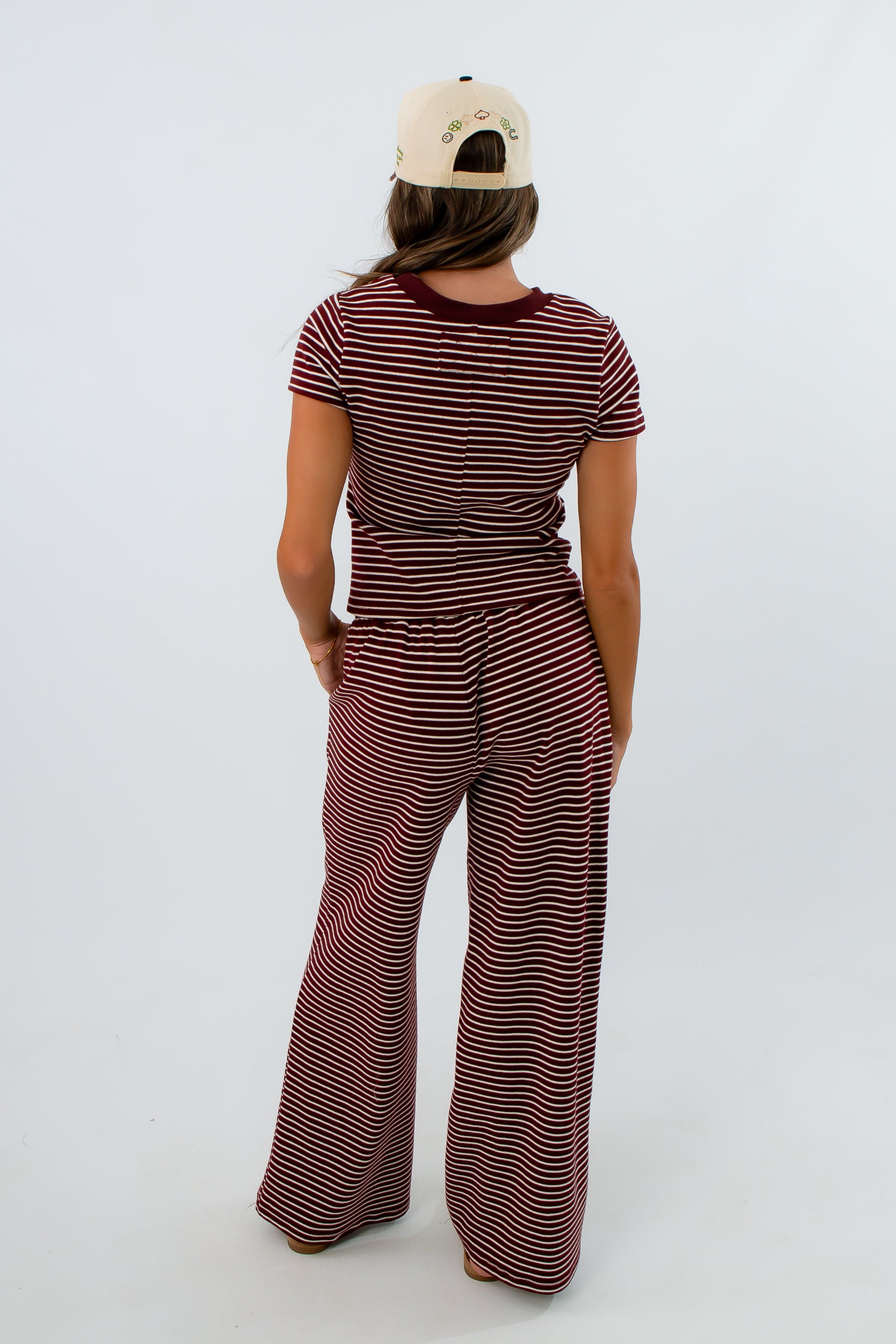 Wide leg lounge pants, striped matching loungewear set, fall loungewear