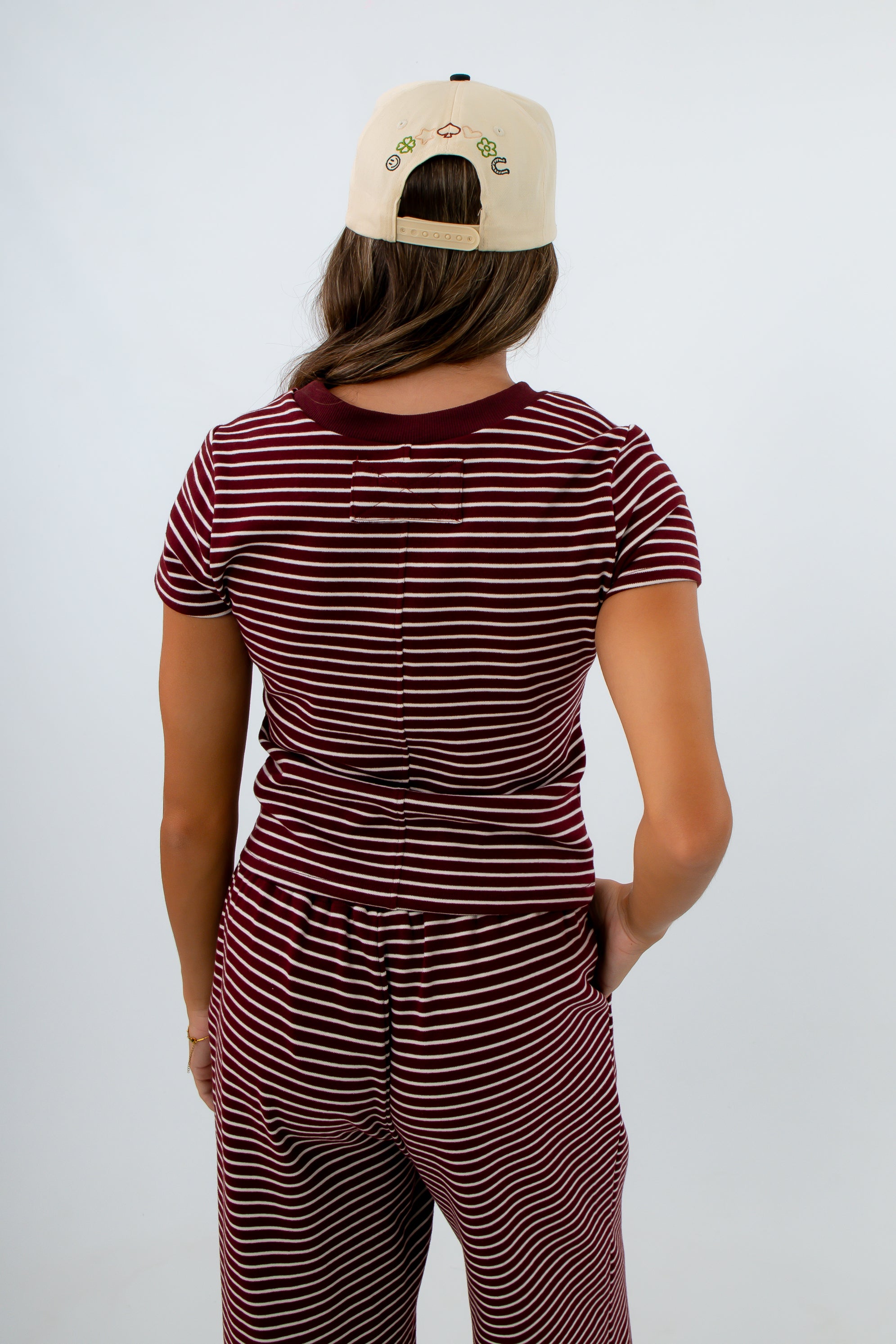 Comfortable fall loungewear short sleeve striped shirt, fall loungewear set, matching loungewear set, burgundy loungewear set