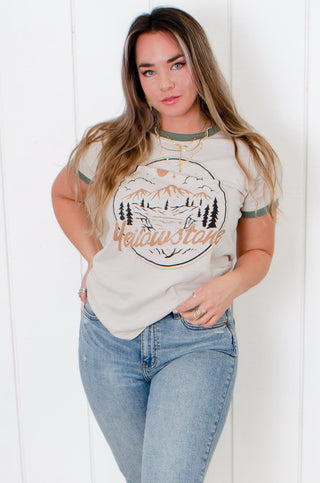 Beige Yellowstone Graphic Ringer Tee-Tres Bien-L. Mae Boutique