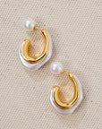 Venus White Pearl 18K Plated Hoop Earrings